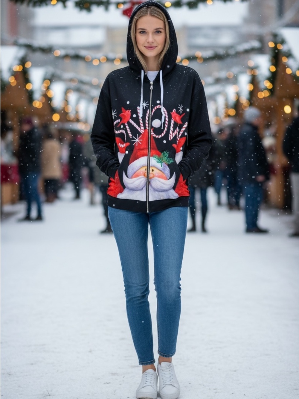 Santa Snow winter hoodie 1X 2X